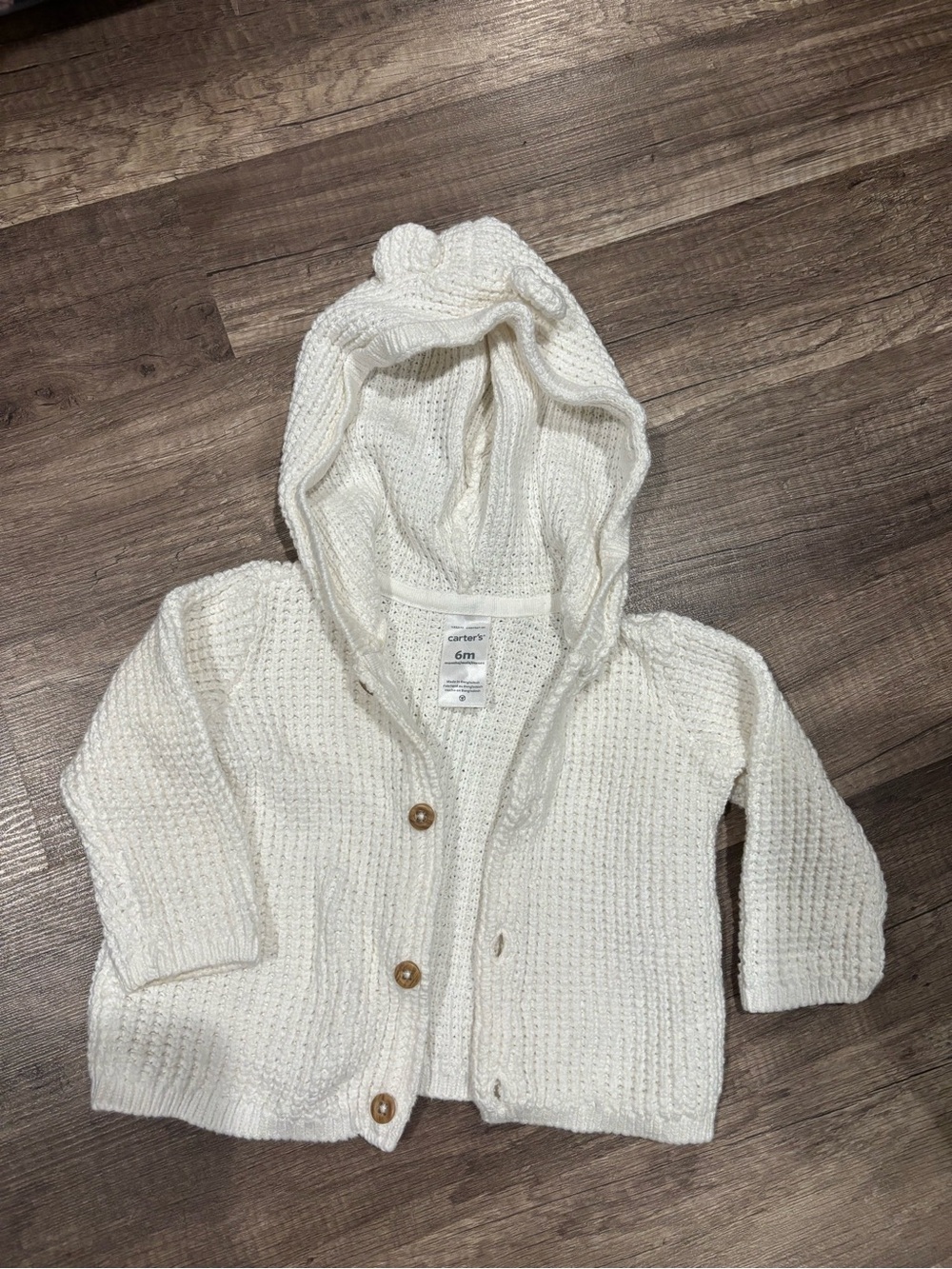 Carter's Cream Knit Hooded Baby Cardigan